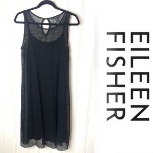 Eileen Fisher Black Mesh Topped Dress 784